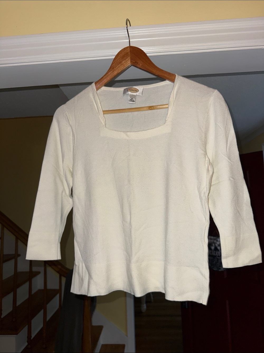 Talbots Cream Square-Neck Knit Sweater